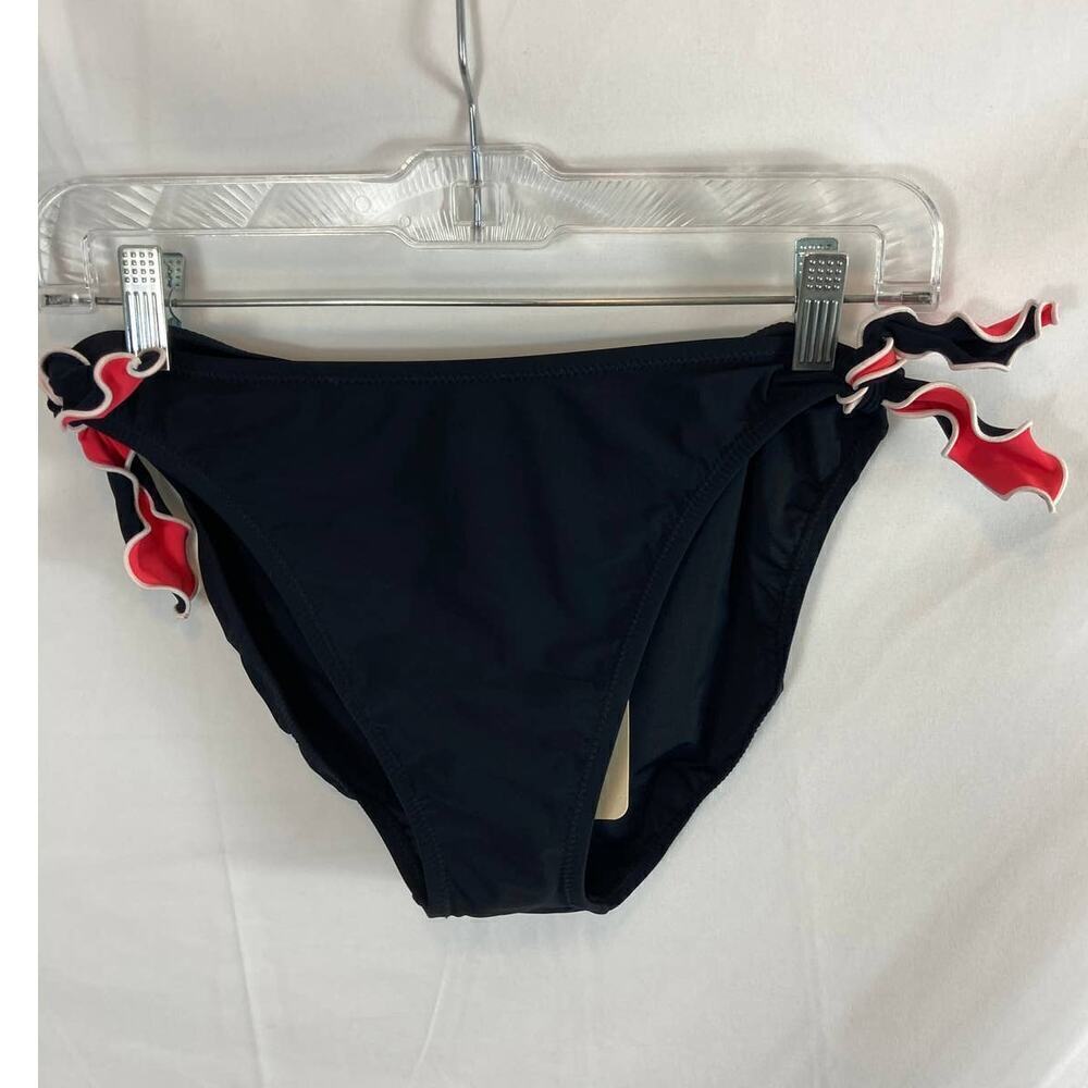 NWT Profile by Gottex black ruffle tie bikini bottom size 12